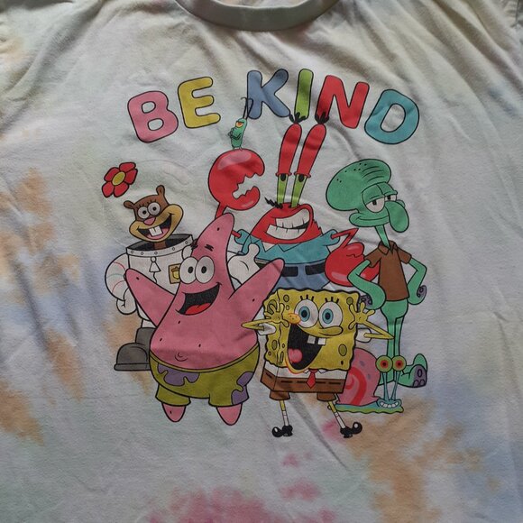 Nickelodeon Spongebob Squarepants Be Kind Pastel Tie Dye T-shirt Womens Large - Picture 2 of 7